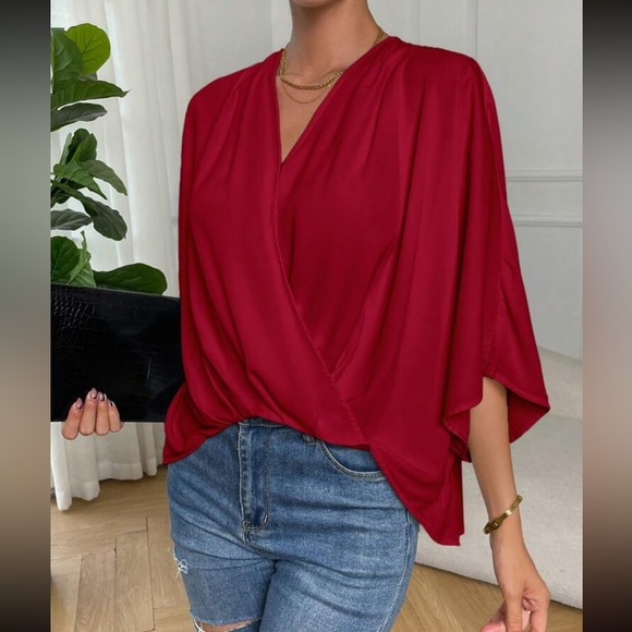 Boho batwing sleeve wrap blouse - Picture 5 of 14